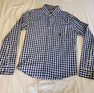 Hollister Navy and White Check button down size S